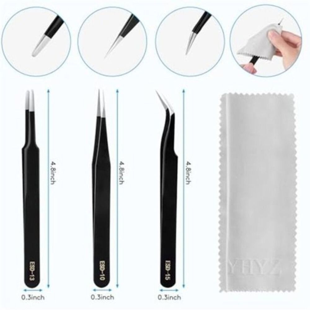 Precision Tweezers Set Stainless Steel for Craft Hobby Jewelry Making Hobby